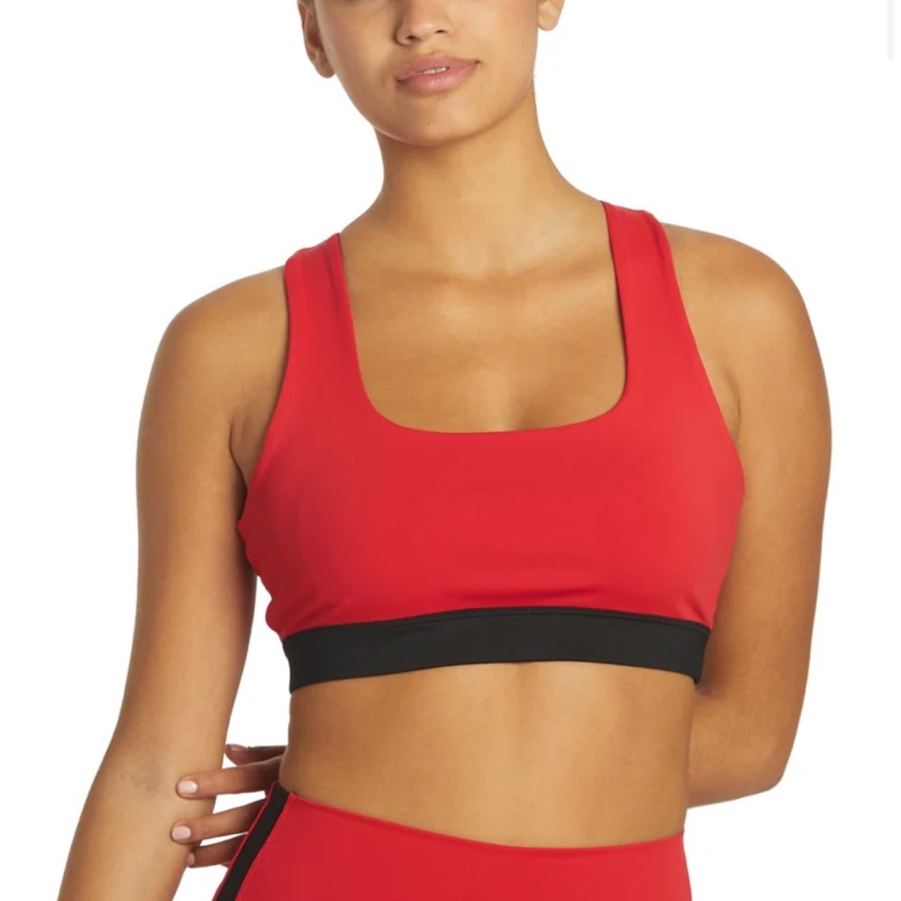 Splits59 Red and Black Sports Bra